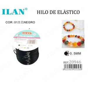Fil élastique Ilan 0,5 mm noir pour la création de bijoux et la fabrication de perles - Product Image 1