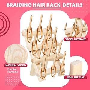 Thread Spool Holder Mini Wooden Wire Rack Display <b>Stand</b> Hair Braiding & Blanket Ladders Rack 23/5000 Braiding Hair Rack - Product Image 2