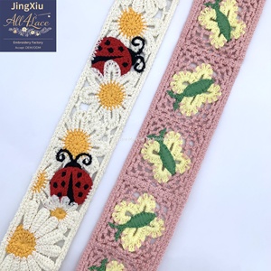 Ruban en dentelle de coton au crochet style bohème, motif <span class=keywords><strong>papillon</strong></span>, coccinelle, marguerite, pour accessoires de vêtements et sacs, vente en gros - Product Image 4