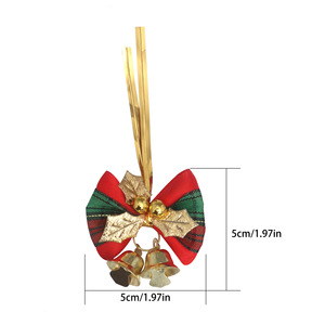 Handgefertigte Kleine Weihnachtsschleife mit Metallglocke, Stechpalmenblatt und Befestigungsdraht DIY Geschenkbox Kranz Baum-Hängezubehör - Product Image 5