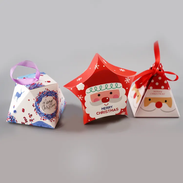 Scatola regalo colorata di natale cuocere biscotti decorativi Chocolate regalo regalo regalo di carta confezione piccola scatola di caramelle per il matrimonio