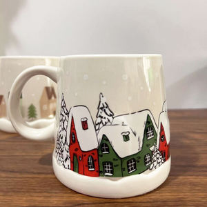 Nuevo diseño único vacaciones lindo invierno <span class=keywords><strong>pueblo</strong></span> nevando regalo <span class=keywords><strong>de</strong></span> Navidad decoración del hogar porcelana cerámica café té leche Agua taza - Product Image 5