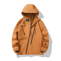 Veste coupe-vent imperméable pour hommes pour l'automne hiver Manteau d'extérieur à coquille souple avec fermeture éclair et motif de lettres pour la randonnée