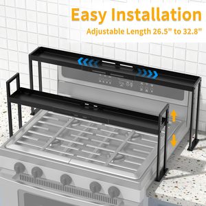 Estante de especias de metal negro de 4 niveles, altura ajustable, tipo de pie moderno para estufa de cocina y almacenamiento de encimera - Product Image 3