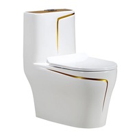 Cuvette de toilette Offre Spéciale blanche dorée s-trap p-trap céramique siphonique water-closet salle de bain montée au sol ronde une pièce toilette