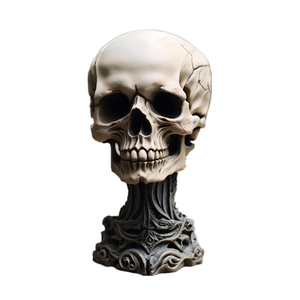 Statua della testa del cranio umano modello di disegno vivido in resina - Product Image 1