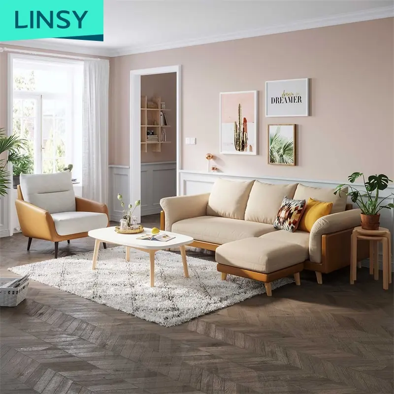 Linsy divano componibile con struttura in legno divano in tessuto a forma di L con sedia monoposto mobili per soggiorno disegni divano Set S023