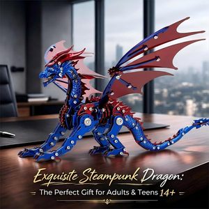 Kit de modèle de pterosaure en <span class=keywords><strong>métal</strong></span> <span class=keywords><strong>3D</strong></span> - <span class=keywords><strong>Puzzle</strong></span> de dinosaure steampunk en acier inoxydable - Art bionique <span class=keywords><strong>mécanique</strong></span> pour la décoration de bureau des adultes (Bleu) - Product Image 6