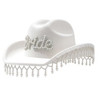 Chapeau de cowboy classique blanc en feutre à large bord pour adultes, idéal pour les mariages et les fêtes western - Vente en gros