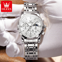 OLEVS 3639 Vente en gros de luxe OEM Logo personnalisé Diamant lumineux étanche Montre à quartz pour homme en phase de lune en acier inoxydable tendance