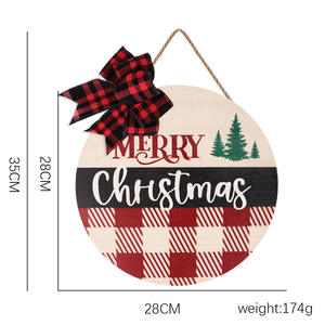 Nuevo listado de madera de Navidad, decoración de pared de Navidad, arco colgante, casa de campo redonda, arte de madera - Product Image 3