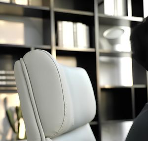 Chaise de bureau de direction contemporaine de luxe à dossier haut en cuir ergonomique réglable en hauteur - Product Image 3