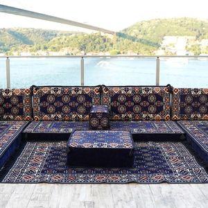 Siège de sol avec coussin de canapé-lit <span class=keywords><strong>futon</strong></span> sectionnel en forme de U arabe bleu marine personnalisable avec fonction rembourrée - Product Image 5