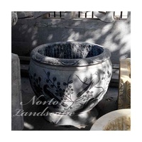 Pot de fleurs en pierre de granit antique sculpté à la main, décoration de jardin extérieur personnalisée, pot de fleurs en marbre sculpté