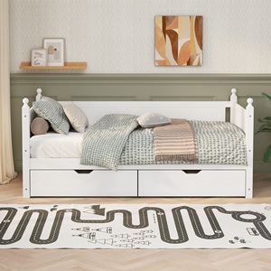 Lit enfant avec tiroirs de rangement, structure en bois blanc, pour chambre d'enfant - Product Image 2