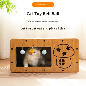 Arranhador Minimalista para Gatos de Dupla Camada e Casa para Gatos com Placa de Densidade Resistente a Arranhões e Papel Ondulado - Product Image 1