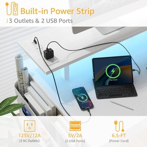 Nhà máy bán buôn Bàn máy tính màu trắng với ngăn kéo và ngăn kéo-47 "Bàn nhà với ngăn kéo và giá sách để lắp ráp dễ dàng - Product Image 6