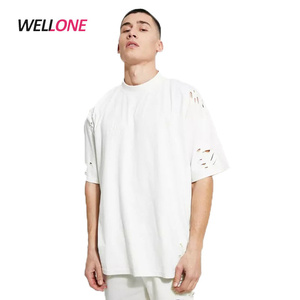 Maglietta T-shirt uomo nuovo stile Logo stampabile personalizzato tessuto di cotone poliestere T-shirt oversize bianca <span class=keywords><strong>da</strong></span> uomo - Product Image 1