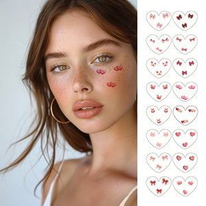 Tatuaggi impermeabili temporanei colorati con viso d'amore per donne e ragazze stampati in carta per feste in spiaggia e Cosplay - Product Image 1