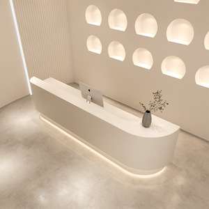 مكتب استقبال للأسنان حديث ورقي من الخشب المطلي ، بار منحني ، مكتب أمامي للشركة ، لصالون تجميل مستشفى الأسنان بالفندق - Product Image 4