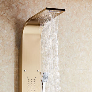 Columna de Ducha Termostática Multifunción de Acero Inoxidable Pulido Dorado con Chorros de Lluvia a Presión y <span class=keywords><strong>Spa</strong></span>, Montada en la Pared - Product Image 5