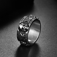 Cincin Perhiasan Fashion Baja Tahan Karat Vintage Tengkorak Sabit Punk Gothic Berkualitas Tinggi untuk Pria Produsen Grosir