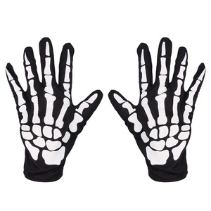 Ensemble de gants squelette, bandeau tête de mort et masque pour Halloween, en tissu noir, accessoire de costume pour extérieur - Product Image 3