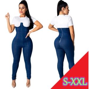 FDY041 nouvelle mode femmes porter bleu jean body grandes tailles denim moulant crayon <span class=keywords><strong>pantalon</strong></span> jean combinaisons femmes - Product Image 1
