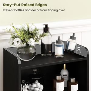 Armoire de rangement de salle de bain moderne SENYU noire avec 3 étagères et portes tressées, poignées en laiton - Product Image 5
