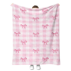 Siêu mềm Preppy coquette màu hồng mùa đông Bow Cây giáng sinh in ấn chăn dễ thương Xmas món quà mờ lông cừu flannel ném chăn - Product Image 5