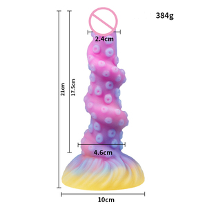 Dildo realistico fluorescente di colore misto di più forme di stimolazione anale in SILICONE per uomo donne coppia SM lesbica giocattolo del sesso - Product Image 6