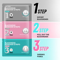 Vente en gros de bandes pour points noirs en 3 étapes, nettoyage en profondeur et réduction des pores, produits de soin, patch pour le nez en charbon de bambou pour éliminer les points noirs