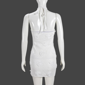 Elegante Vestido de Cóctel Blanco Asimétrico con Adornos Florales, Vestido Elegante y Hermoso para Mujer, <span class=keywords><strong>Vestidos</strong></span> Casuales de <span class=keywords><strong>Boutique</strong></span> - Product Image 5