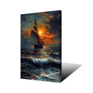 Impression numérique sur toile d'un bateau à voile et de la <span class=keywords><strong>mer</strong></span>, art mural personnalisé, image HD, design personnalisé pour la décoration de la maison - Product Image 5