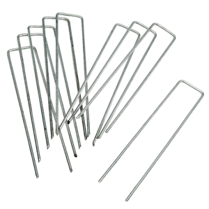 Juego de 10 Estacas Metálicas en Forma de U de Alta Resistencia para Fijar Cercas, Barreras Contra Malezas y Jardines - Product Image 1