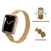 Bracelet en acier inoxydable Milanese Loop fin pour Apple Watch, design magnétique avec breloque