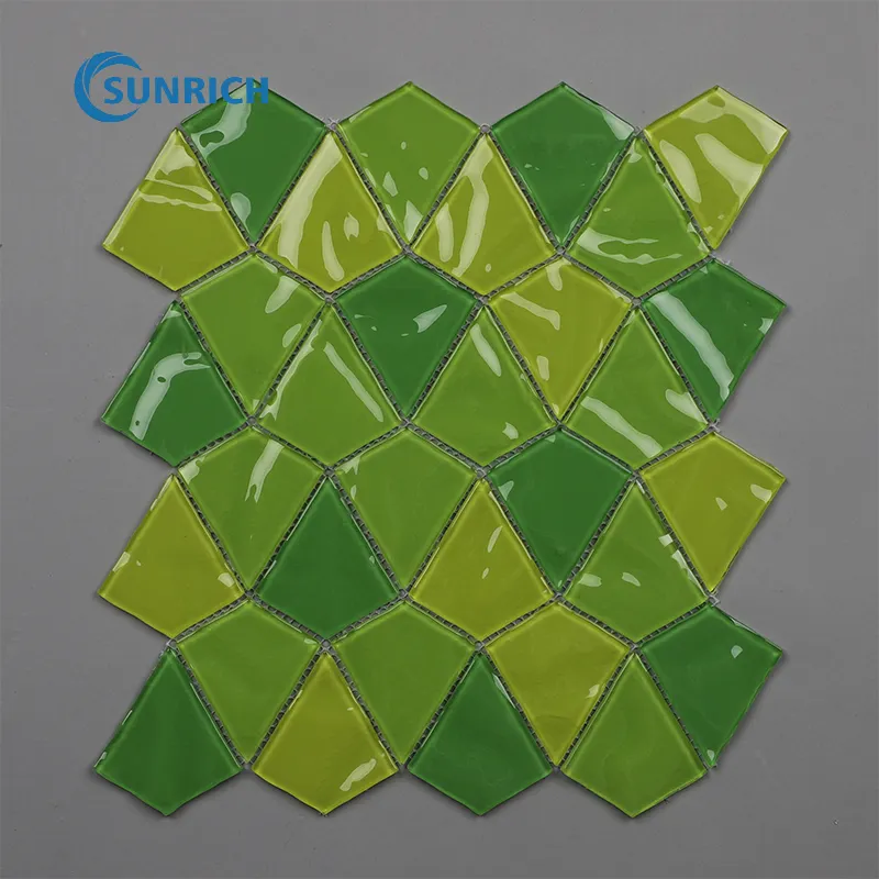 Wholesale Hexagon Background Wall Crystal Home Decoration Glass Mosaic Tile