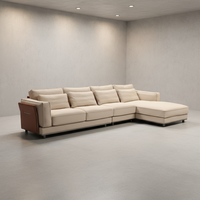 Canapé d'angle moderne de luxe léger, disponible en petites séries, en cuir de vachette pleine fleur haut de gamme, mobilier de salon, premier choix pour les maisons de prestige