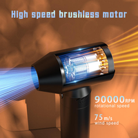 Souffleur de poussière portatif rechargeable en alliage d'aluminium, 90 000 tr/min, 500 W, le plus vendu, pour le nettoyage des claviers d'ordinateur et des intérieurs de voiture