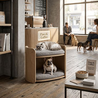 Lit pour chat en bois naturel de haute qualité, maison de repos à double étage pour animaux de compagnie, canapé-lit moderne en bois courbé pour chatons, vente en gros