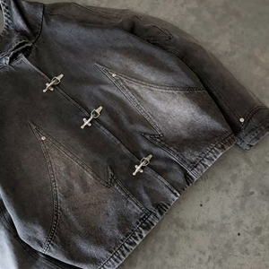 LOW MOQ OEM Canvas Fireman Clasp <strong>Denim</strong> <strong>Jacket</strong> for <strong>Men</strong> Acid Washed Luxury Zipper Workwear <strong>Hooded</strong> <strong>Jacket</strong> Manufacturer Pour Hombre - Product Image 2