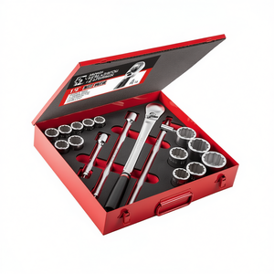 <b>Socket</b> Set 3/4 <b>Inch</b> Drive <b>12</b> Piece Metric With Ratchet And Extension Bar For Automotive Repair - Product Image 2