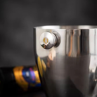 Seau à glace classique professionnel 5,0 L en argent pour bars - Vaisselle personnalisée en acier inoxydable pour vin, bière et service