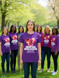 T-Shirt da Donna Inspire Inclusion, Girocollo, Vestibilità Regolare, in Poliestere Lavorato a Maglia, Design per la Giornata Internazionale della Donna - Product Image 2