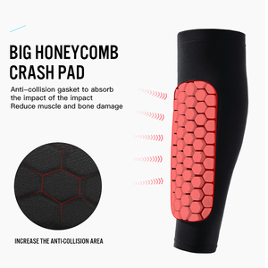 Protège-tibias de football légers en nid d'abeille, manchon de compression pour mollet pour femmes et hommes, prévention des collisions, soutien du mollet pour le basketball - Product Image 5
