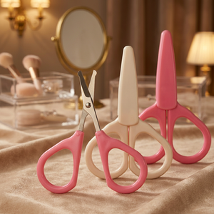 Ciseaux à broder en acier inoxydable, lame à pointe arrondie, manche en plastique, coupe-cuticules pour un style simple, outils de beauté durables - Product Image 3