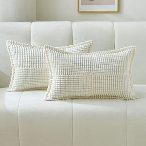 Coussins décoratifs en velours côtelé et chenille, taie d'oreiller motif grain de maïs avec surpiqûres, écologiques et lavables pour hôtels et usage domestique - Product Image 2