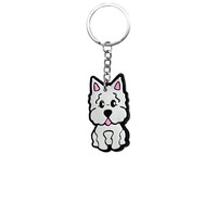 Porte-clés en PVC de dessin animé chat et chien, breloque pour clés de voiture et pendentif de sac à dos - Fabriqué en Chine