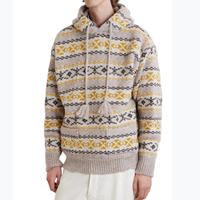 Pull en tricot à capuche à manches longues en jacquard surdimensionné décontracté pour homme