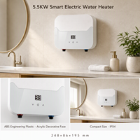Pemanas Air Listrik Mini Tanpa Tangki 5kw Kontrol Sentuh Pemanasan Instan Terpasang di Dinding Untuk Penggunaan Dapur